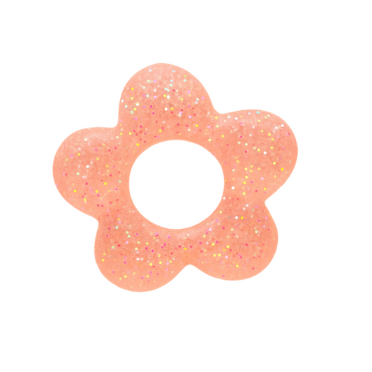 N°15 : Charms Fleur Rose Poudré Pailleté