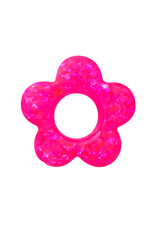 N°3 : Charms Fleur Rose Néon Reflet Bleuté