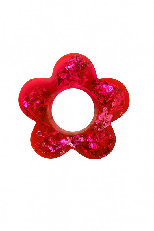 N°6 : Charms Fleur Fuchsia Feuille d'Or