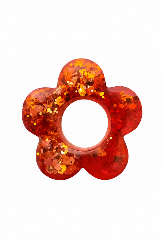 N°27 : Charms Fleur Orange Feu Scintillant 🔥