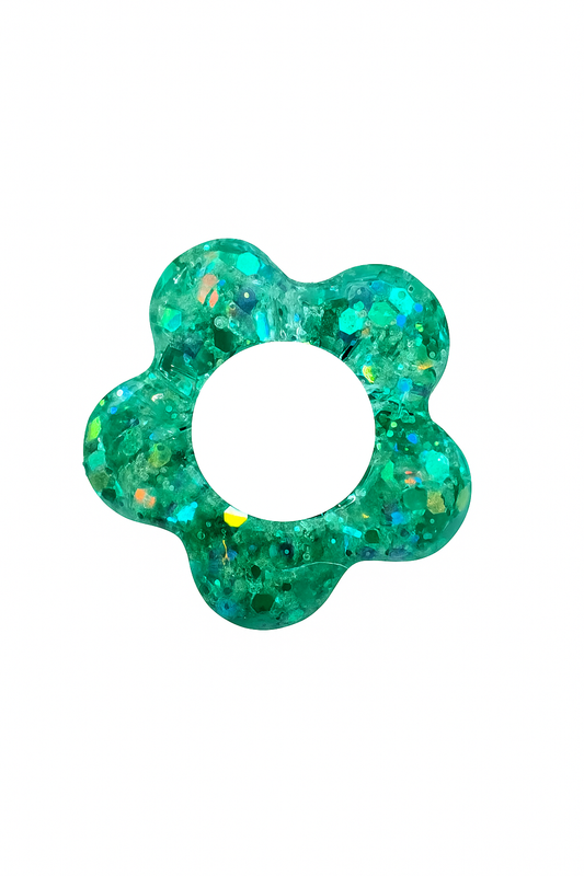 N°41 : Charms Fleur Bleu Lagon Pailleté 🌊